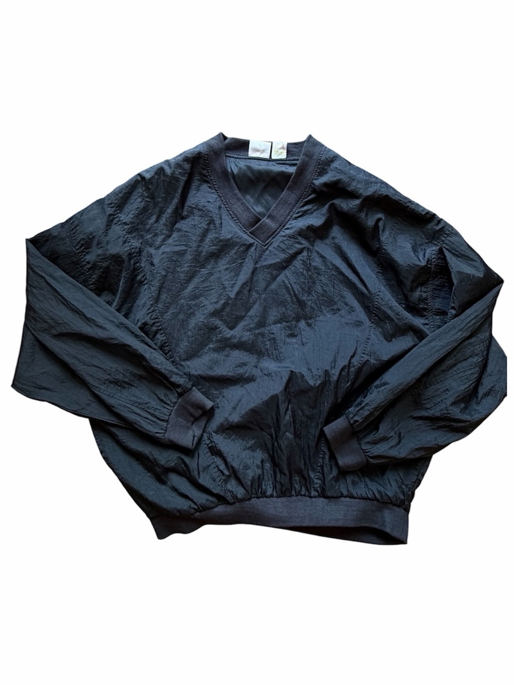 Champions Choice Black Nylon Pullover Windbreaker V-Neck Jacket Lightweight